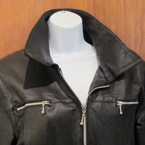 Cedars mini leather jacket with zip pockets Sz M